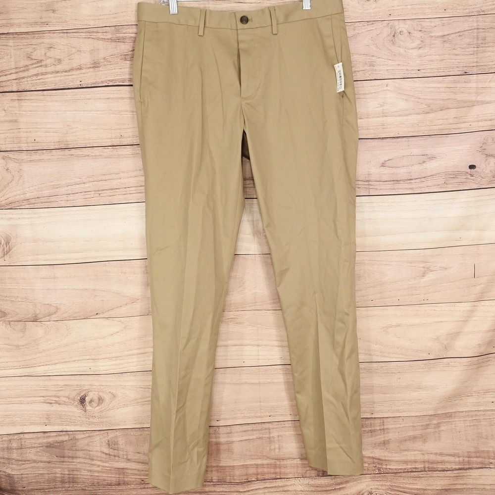 New! Buttoned Down Chino Pants Mens 35x32 Beige Slim Fit Skinny Supima Stretch